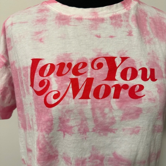 *OLD NAVY* Pink x White Love You More Short Sleeve Shirt Size Medium - Picture 2 of 6